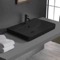 Drop In Bathroom Sink, Black Ceramic, Rectangular